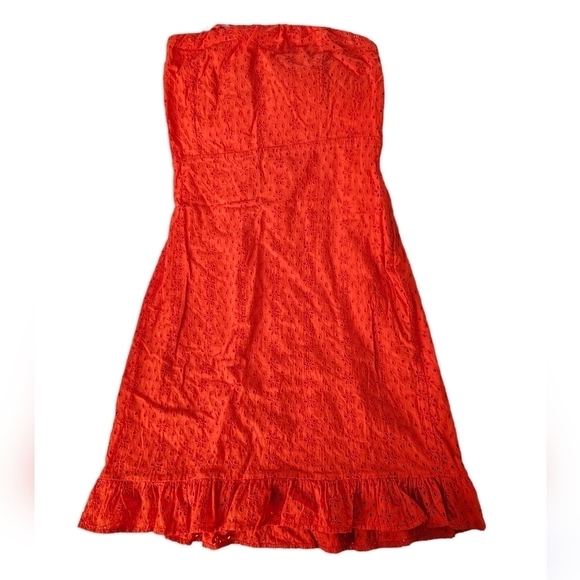 Old Navy Coral/Orange Cotton Eyelet Strapless Dress - Picture 2 of 7